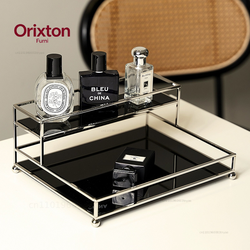 Luxury Skincare Tools - Rak Display Parfum Logam Hitam Mewah