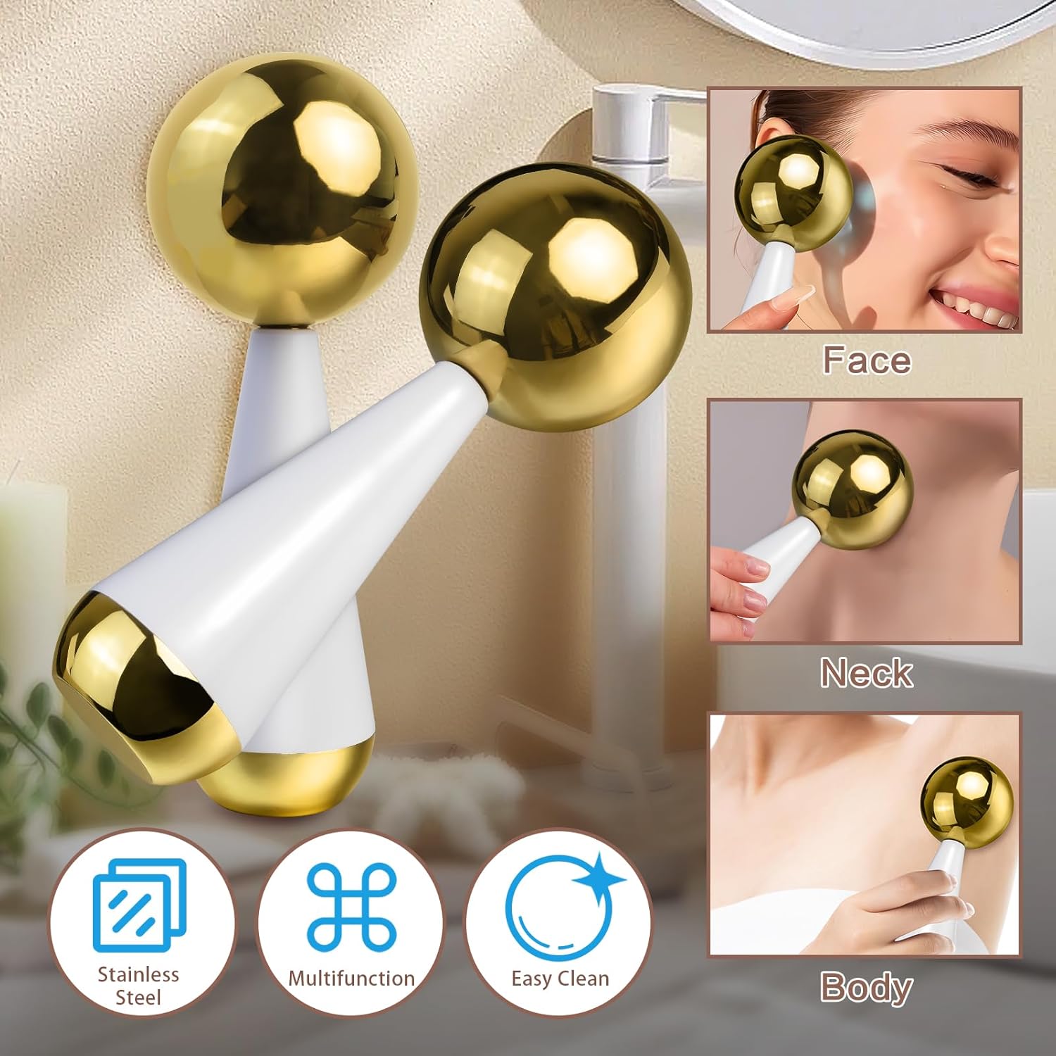 Bola Es untuk Wajah Mata Baja  - Luxury Skincare Tools ulasan dan harga
